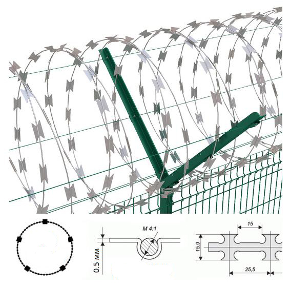 Бар'єр безпеки з АКС, спіральний, 1100/7 д. дроту 2.8 мм, бухта 20 м.п. цинк